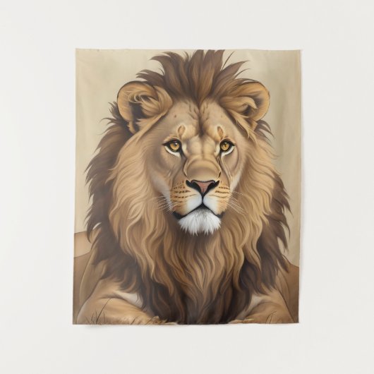 Vintage Löwenmalerei Wandteppich (Vorderseite)