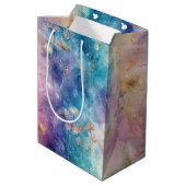 Vintage-Löwenzahn-Abstraktes Muster (2) Mittlere Geschenktüte (Rückseite Schrägansicht)