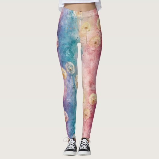 Vintage Löwenzahn abstraktes Muster (3) Leggings (Vorderseite)