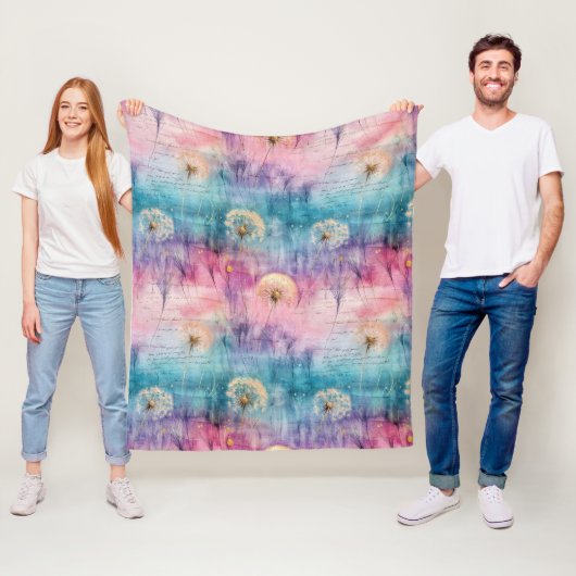 Vintage Löwenzahn abstraktes Muster (6) Fleecedecke (Beispiel)