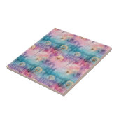 Vintage Löwenzahn abstraktes Muster (6) Fliese (Seite)