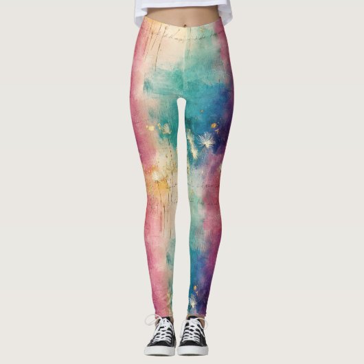Vintage-Löwenzahn-Abstraktmuster (4) Leggings (Vorderseite)