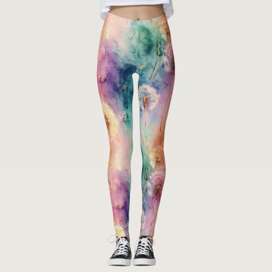 Vintage-Löwenzahn-Abstraktmuster (5) Leggings (Vorderseite)
