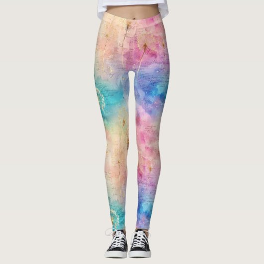 Vintage-Löwenzahn-Abstraktmuster (7) Leggings (Vorderseite)