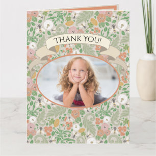 Vintage Löwenzahn Stiefmütterchen fleißige Bienen  Dankeskarte