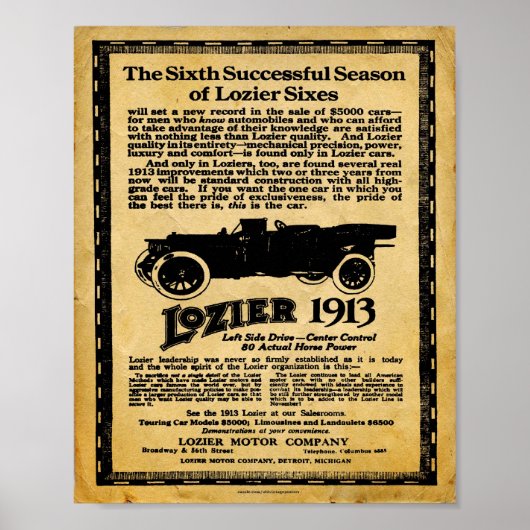 Vintage Lozier Automobile Print Poster (Vorne)