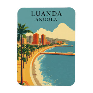 Vintage Luanda Angola Strand Reise Souvenir Magnet