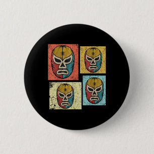 Vintage-Lucha-Libre-Masken Lustige Retro-Mexikanis Button