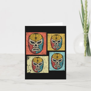 Vintage-Luchador-Masken Lustige Retro-Mexikanische Karte