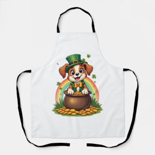 Vintage Lucky Leprechaun Welpe Regenbogen Goldtopf Schürze