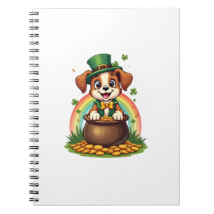Vintage Lucky Leprechaun Welpe Regenbogen-Topf des Notizblock