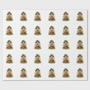 Vintage Lucky Leprechaun Welpe Regenbogen Topf mit Geschenkpapier