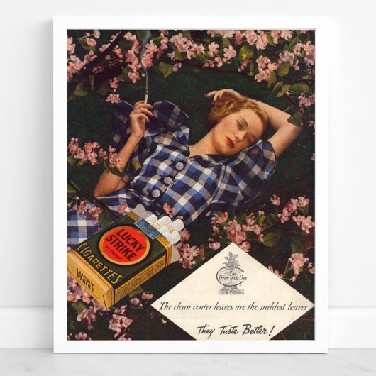 Vintage Lucky Strike Zigaretten Tabak Poster