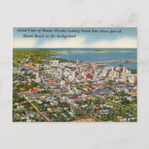 Vintage Luftaufnahme von Miami, Florida Postkarte