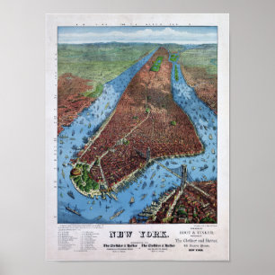 Vintage Luftaufnahmen New York stellten 1879 Poster