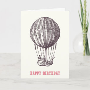 Vintage Luftballon Happy Birthday Karte
