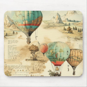 Vintage-Luftballon-Wildnis-Karte-Berg Mousepad