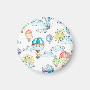 Vintage Luftballons: Whimsische Wassermalerei naht Magnet