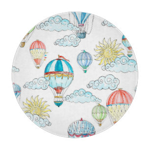 Vintage Luftballons: Whimsische Wassermalerei naht Schneidebrett