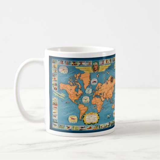 Vintage Luftfahrt - Weltkarte Kaffeetasse (Links)