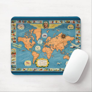 Vintage Luftfahrt - Weltkarte Mousepad