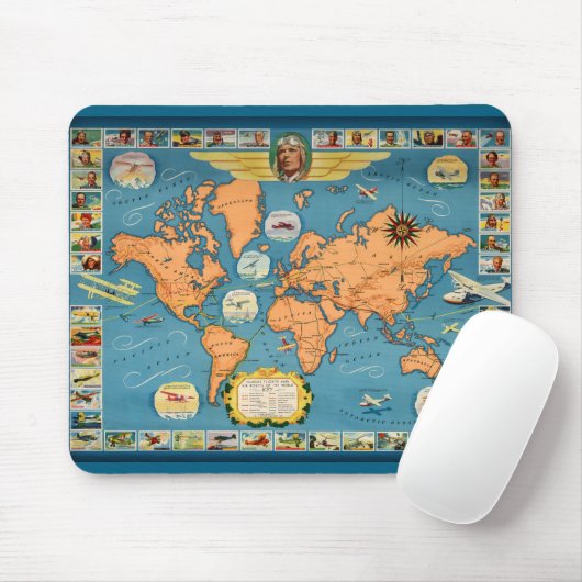 Vintage Luftfahrt - Weltkarte Mousepad (Mit Mouse)