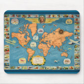 Vintage Luftfahrt - Weltkarte Mousepad (Vorne)