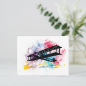 Vintage Luftfahrzeuge mit bunten Wolken Postkarte (Stehend Vorderseite)