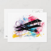 Vintage Luftfahrzeuge mit bunten Wolken Postkarte (Vorne/Hinten)