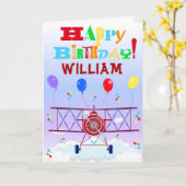 Vintage Luftflugzeugballons Geburtstage Karte (Gelbe Blume)