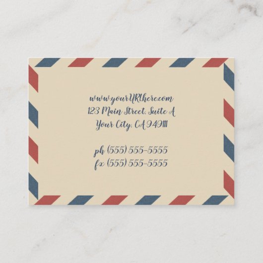 Vintage Luftfrachtstreifen, Reisebranche Visitenkarte (Rückseite)