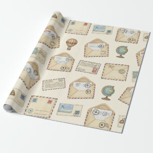 Vintage Luftpost-Abenteuer (4) Geschenkpapier