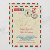 Vintage Luftpost-Hochzeit in Florida und Tschechie Einladung (Vorne/Hinten)