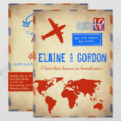 Vintage Luftpost-Hochzeits-Einladung: Beunruhigt Einladung (Vorne/Hinten)