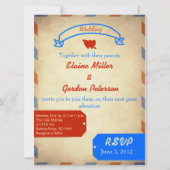 Vintage Luftpost-Hochzeits-Einladung: Beunruhigt Einladung (Rückseite)