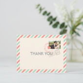 Vintage Luftpost Hochzeitsreise Vielen Dank, dass Postkarte (Stehend Vorderseite)