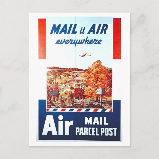 Vintage Luftpost Postamtwerbung Postkarte (Vorderseite)