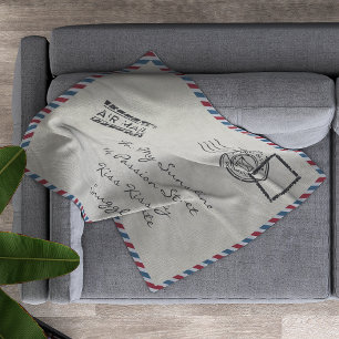 Vintage Luftpost-Postkarte Fleecedecke