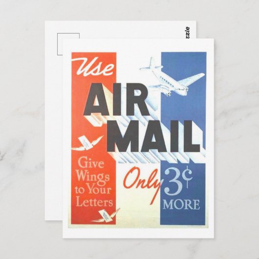 Vintage Luftpostwerbung Postkarte (Vorne/Hinten)