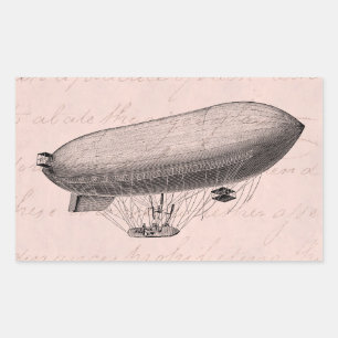Vintage-Luftschiff altes Zeppelin Retro-Heißluftba Rechteckiger Aufkleber