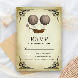 Vintage Luftschifffahrt Heißluftballon Hochzeit RSVP Karte