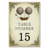 Vintage Luftschifffahrt Heißluftballon Hochzeit Tischnummer (Vorderseite)