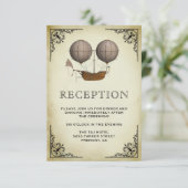 Vintage Luftschifffahrt Heißluftballon Hochzeitsem Begleitkarte (Stehend Vorderseite)