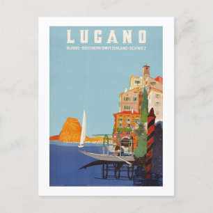Vintage Lugano Italienisches Resort Schweiz Feiertagspostkarte