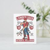 Vintage Lumberjack Postkarte (Stehend Vorderseite)