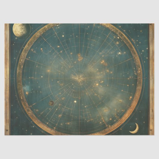 Vintage Lunar Celestial Map Design (2) Seidenpapier (Vorderseite)