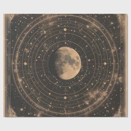 Vintage Lunar Celestial Map Design Geschenkpapier (Flach)