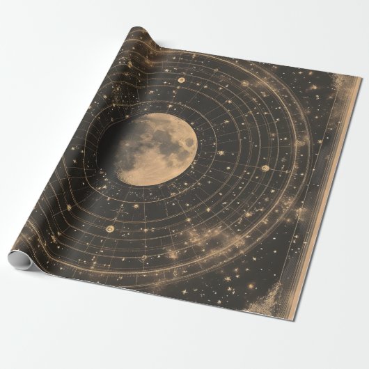 Vintage Lunar Celestial Map Design Geschenkpapier (Ungerollt)