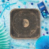 Vintage Lunar Celestial Map Design Pappteller (Party)