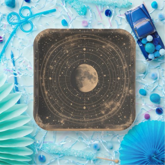Vintage Lunar Celestial Map Design Pappteller (Party)